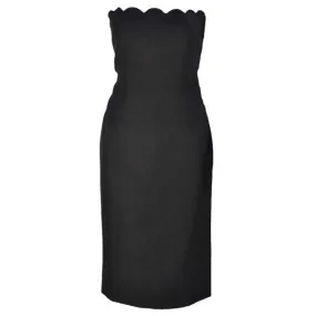 1980s Black Valentino Scalloped Edge Dress