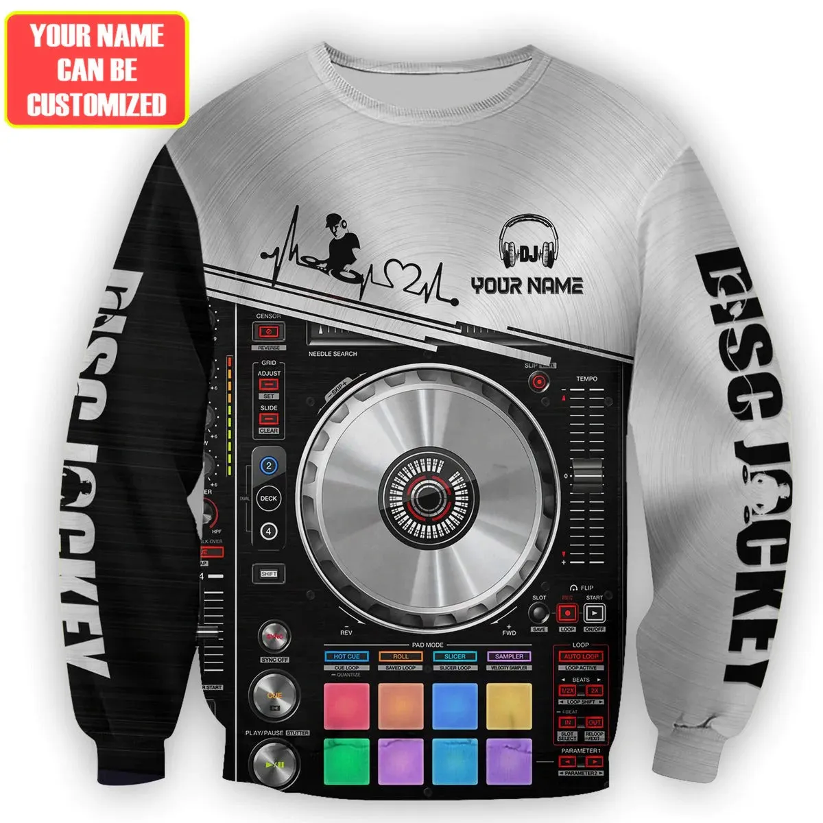 3D All Over DJ Player Hoodie, Women DJ Zip Hoodie, Men Disc Jockey Sweatshirt, DJ Clothing For EDM Party