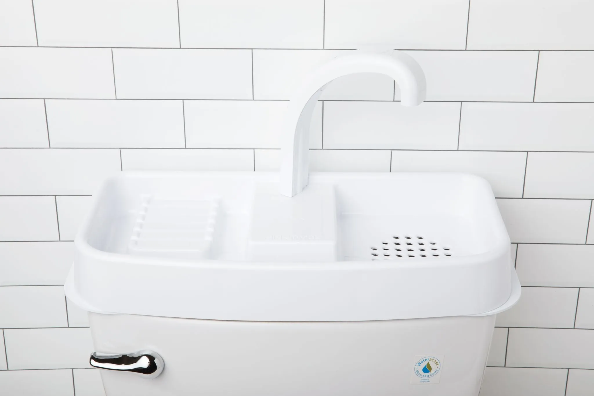 Adaptable Sink Twice for toilet tanks 16.8" - 20.3" wide measured with tank lid off