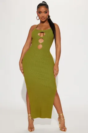 Adelyn Sweater Maxi Dress - Chartreuse