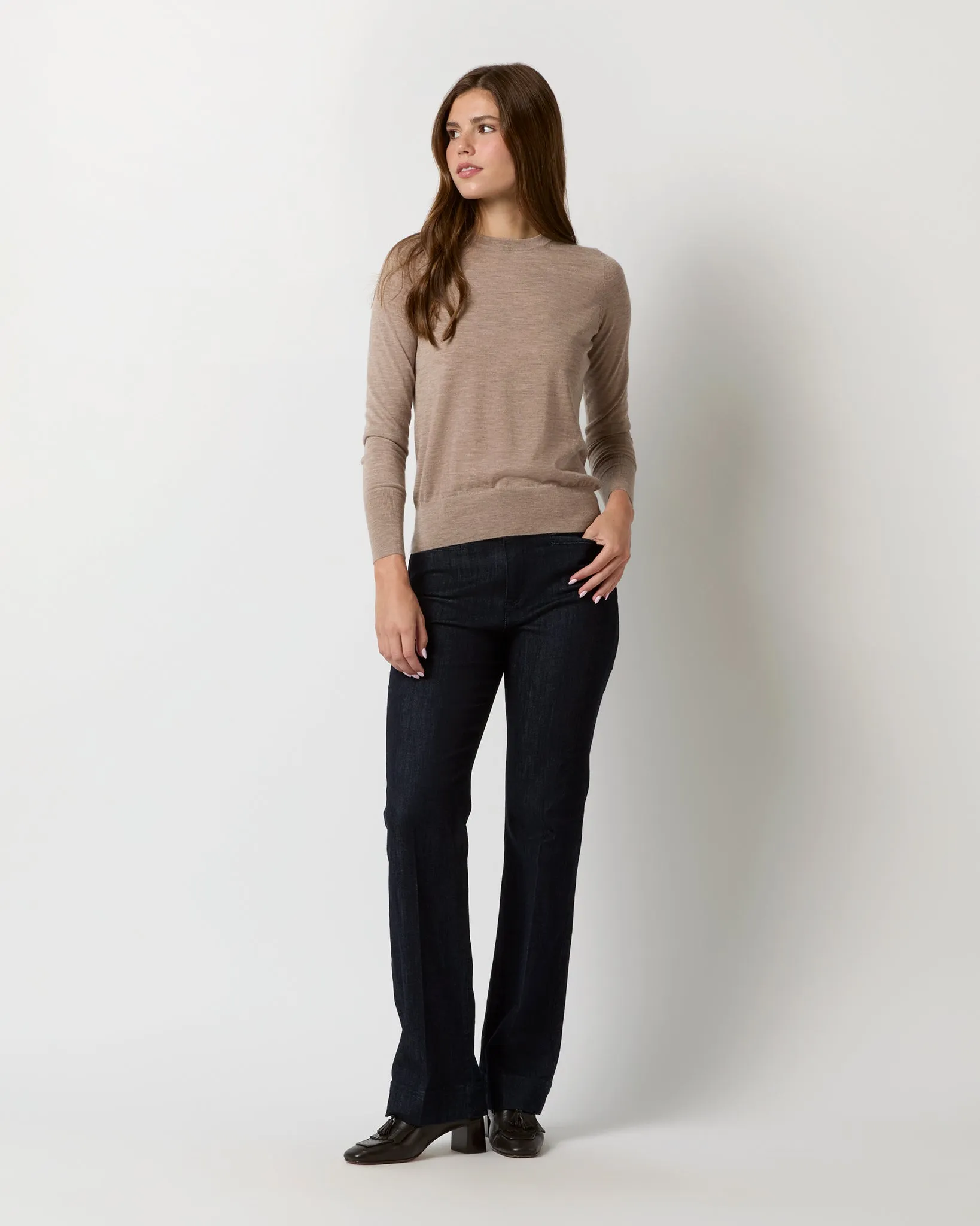 Alida Crewneck Sweater in Toast Cashmere