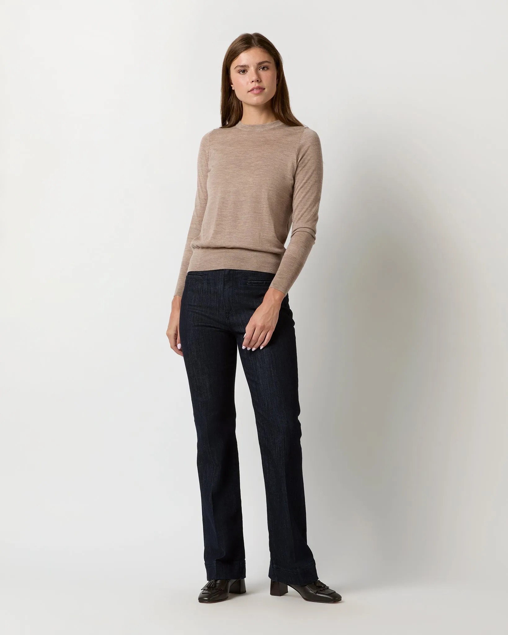 Alida Crewneck Sweater in Toast Cashmere