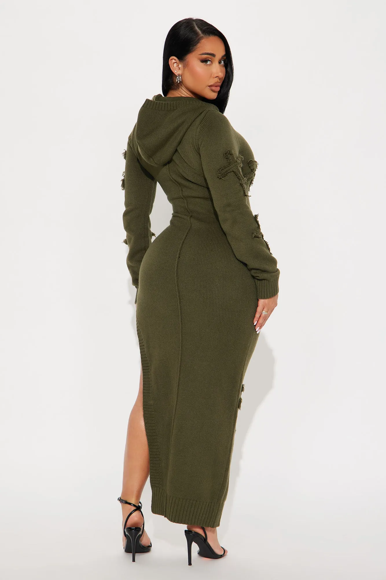 Alix Hooded Sweater Maxi Dress - Olive