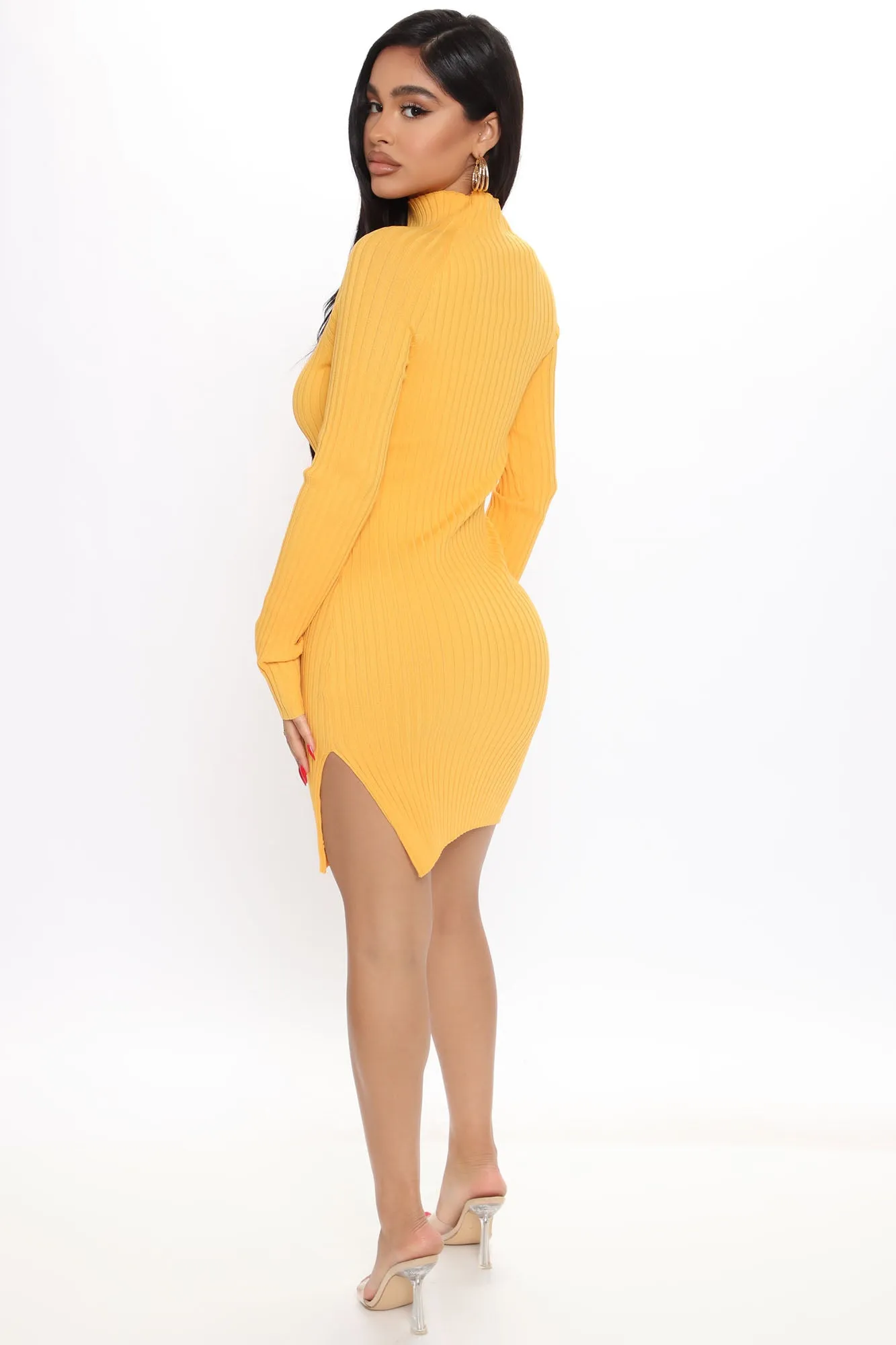 All Time High Sweater Mini Dress - Mustard