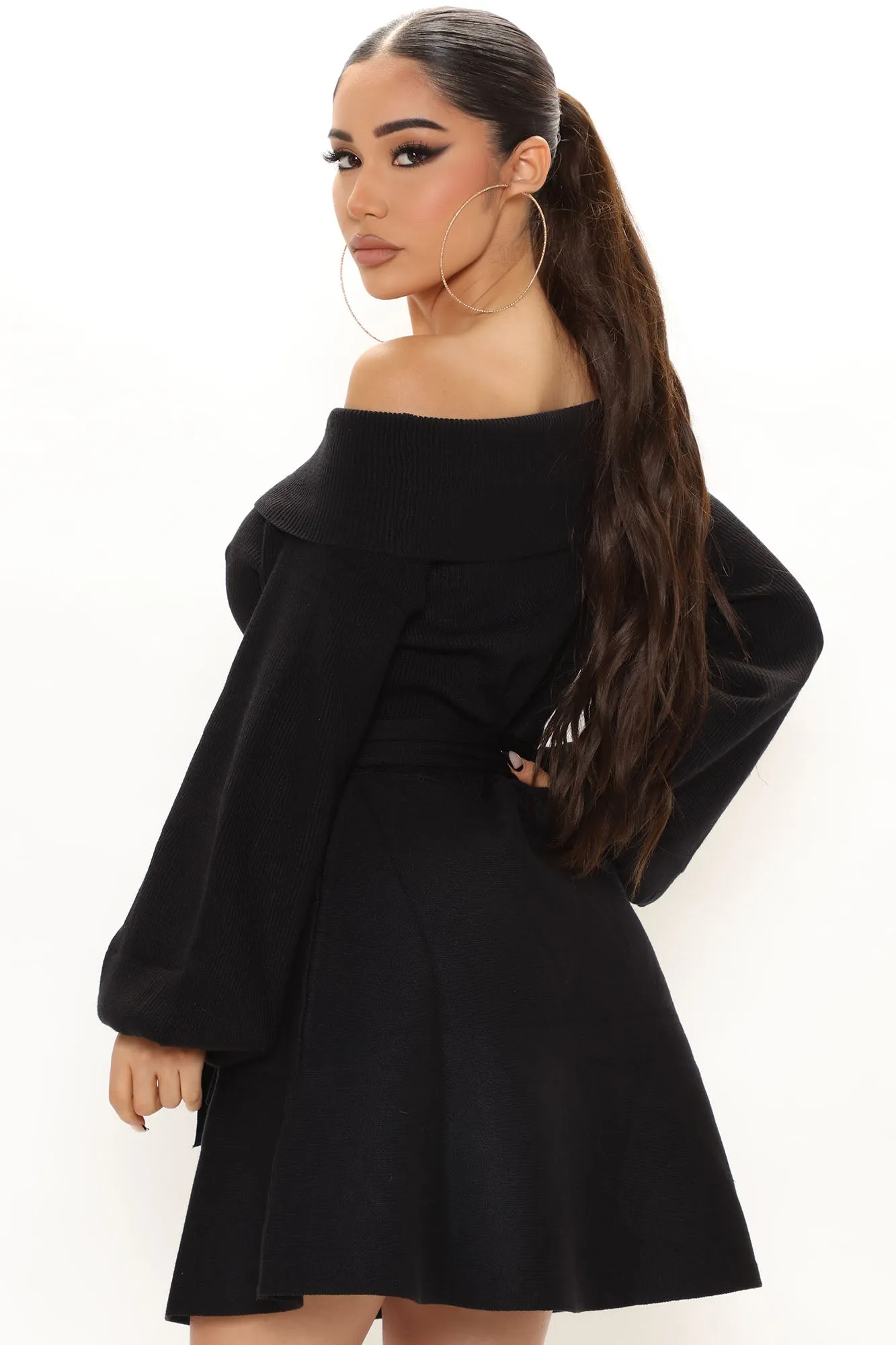 Allie Sweater Mini Dress - Black