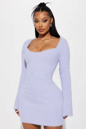 Amirah Cozy Sweater Mini Dress - Lavender