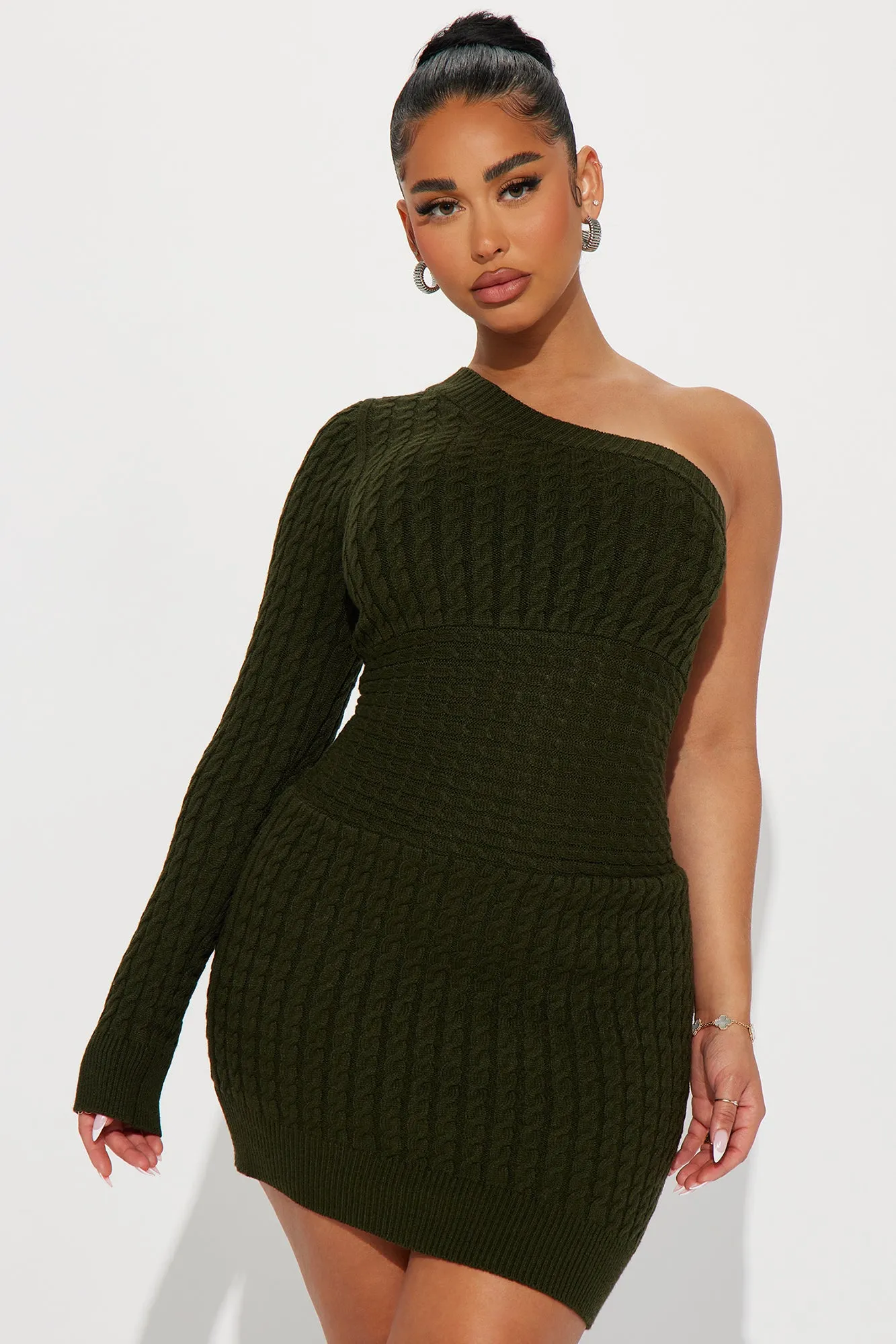 Amoura Sweater Mini Dress - Hunter