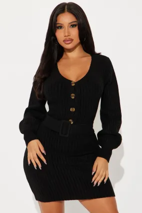 Analissa Sweater Mini Dress - Black