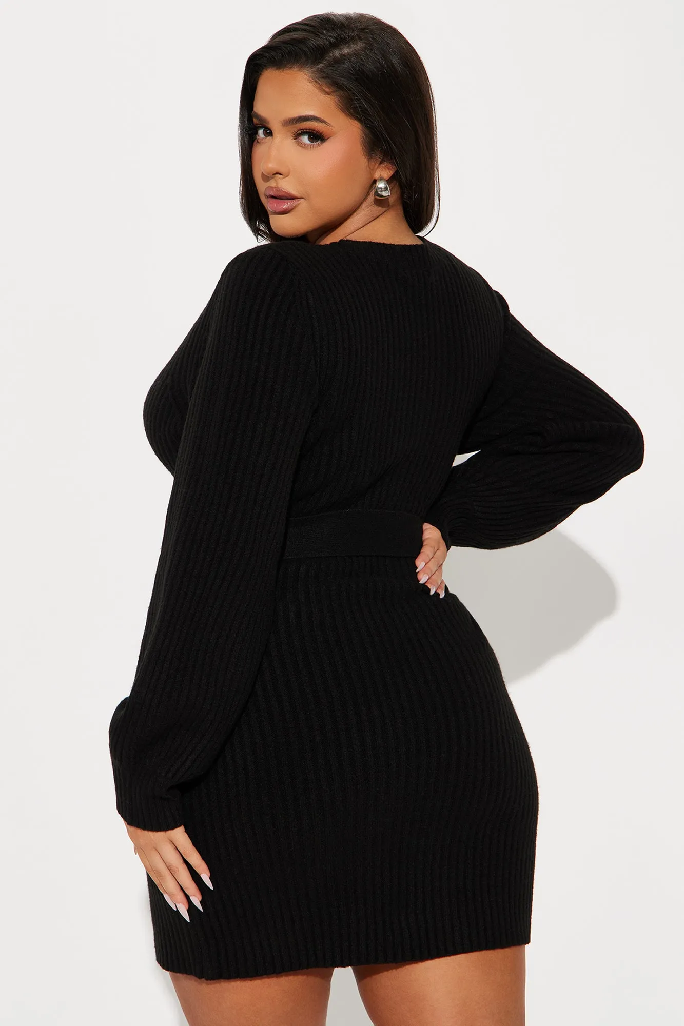 Analissa Sweater Mini Dress - Black