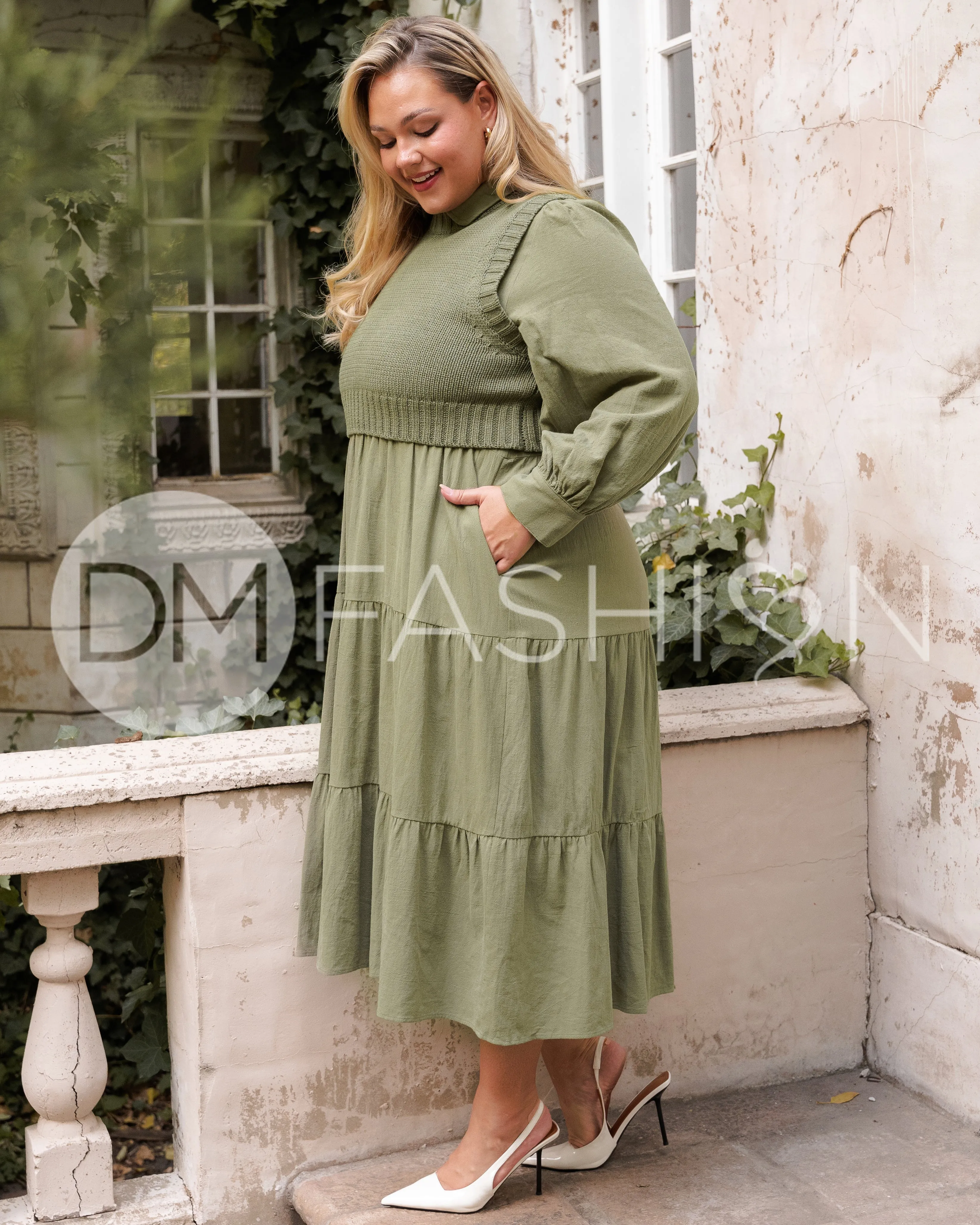 Angelica Olive Green Sweater Dress - DM Exclusive - Nursing Friendly - Restocked