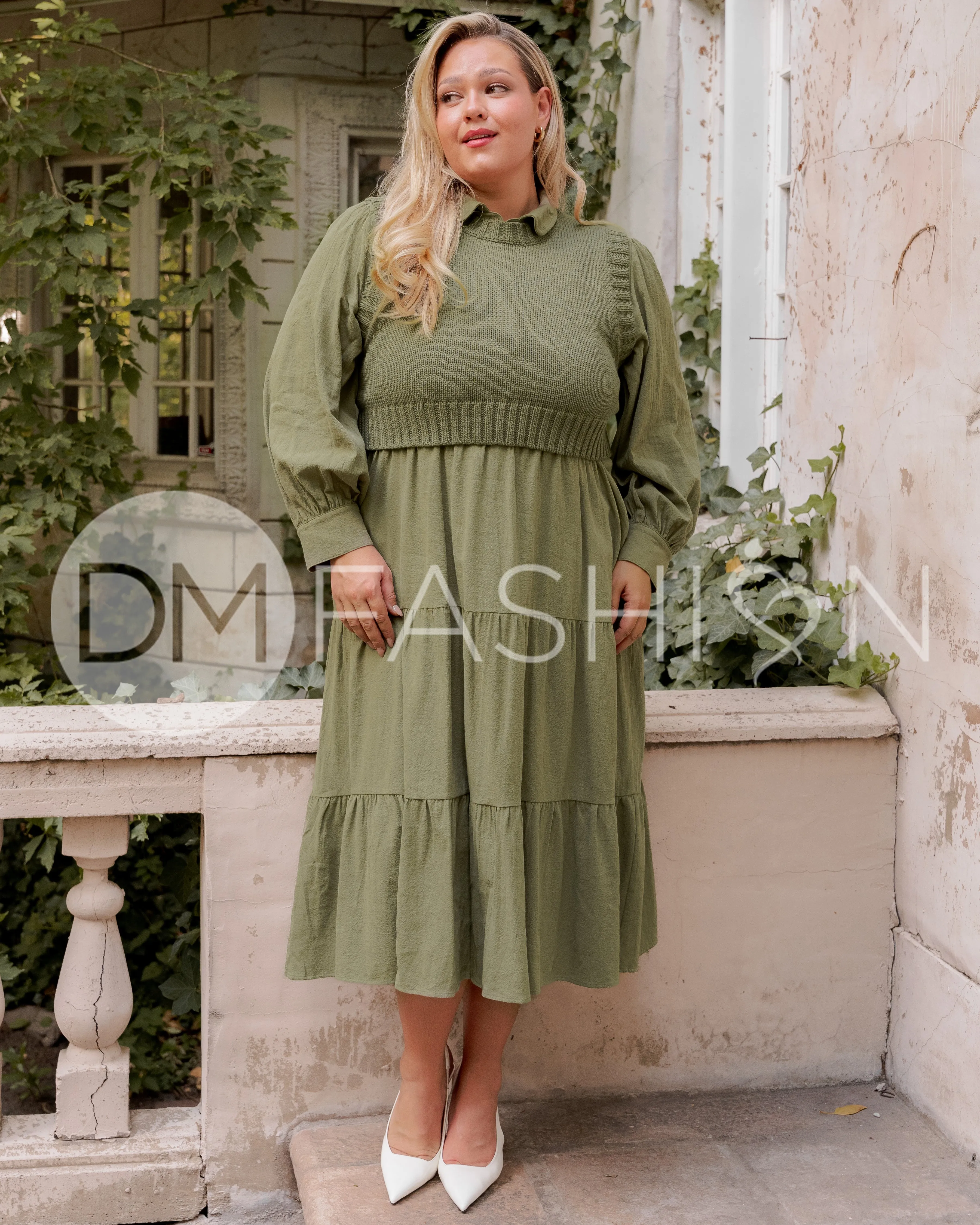 Angelica Olive Green Sweater Dress - DM Exclusive - Nursing Friendly - Restocked