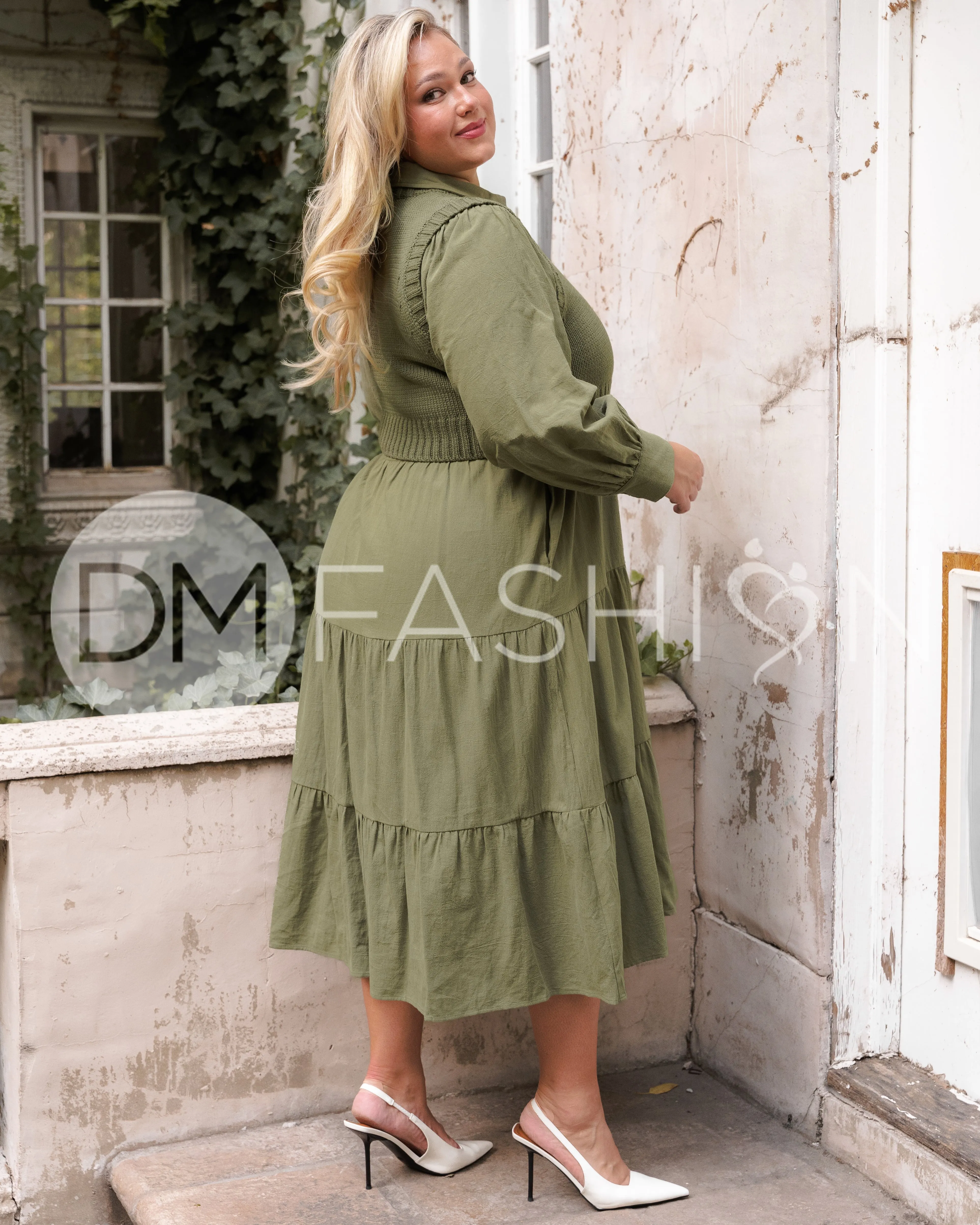 Angelica Olive Green Sweater Dress - DM Exclusive - Nursing Friendly - Restocked