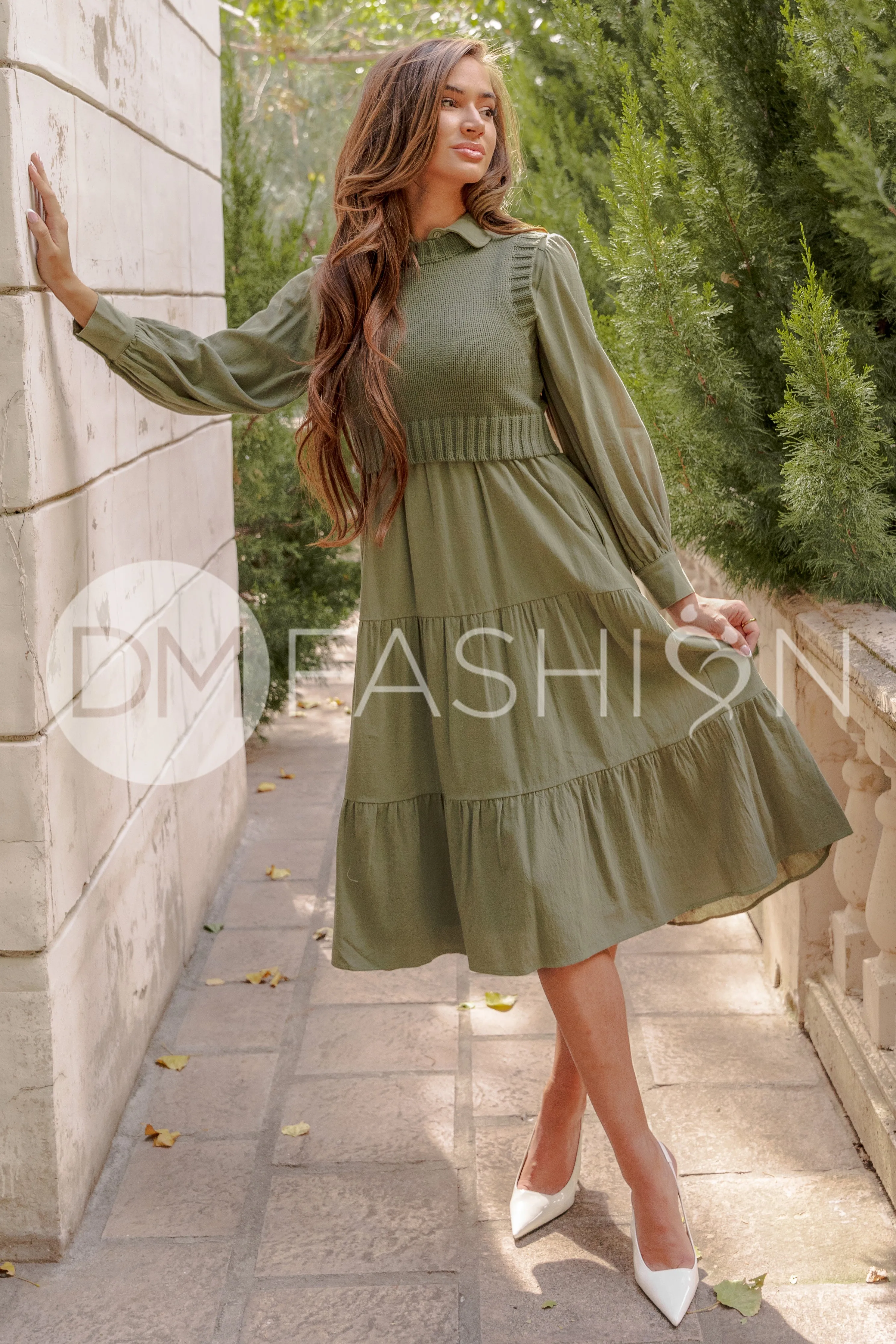 Angelica Olive Green Sweater Dress - DM Exclusive - Nursing Friendly - Restocked