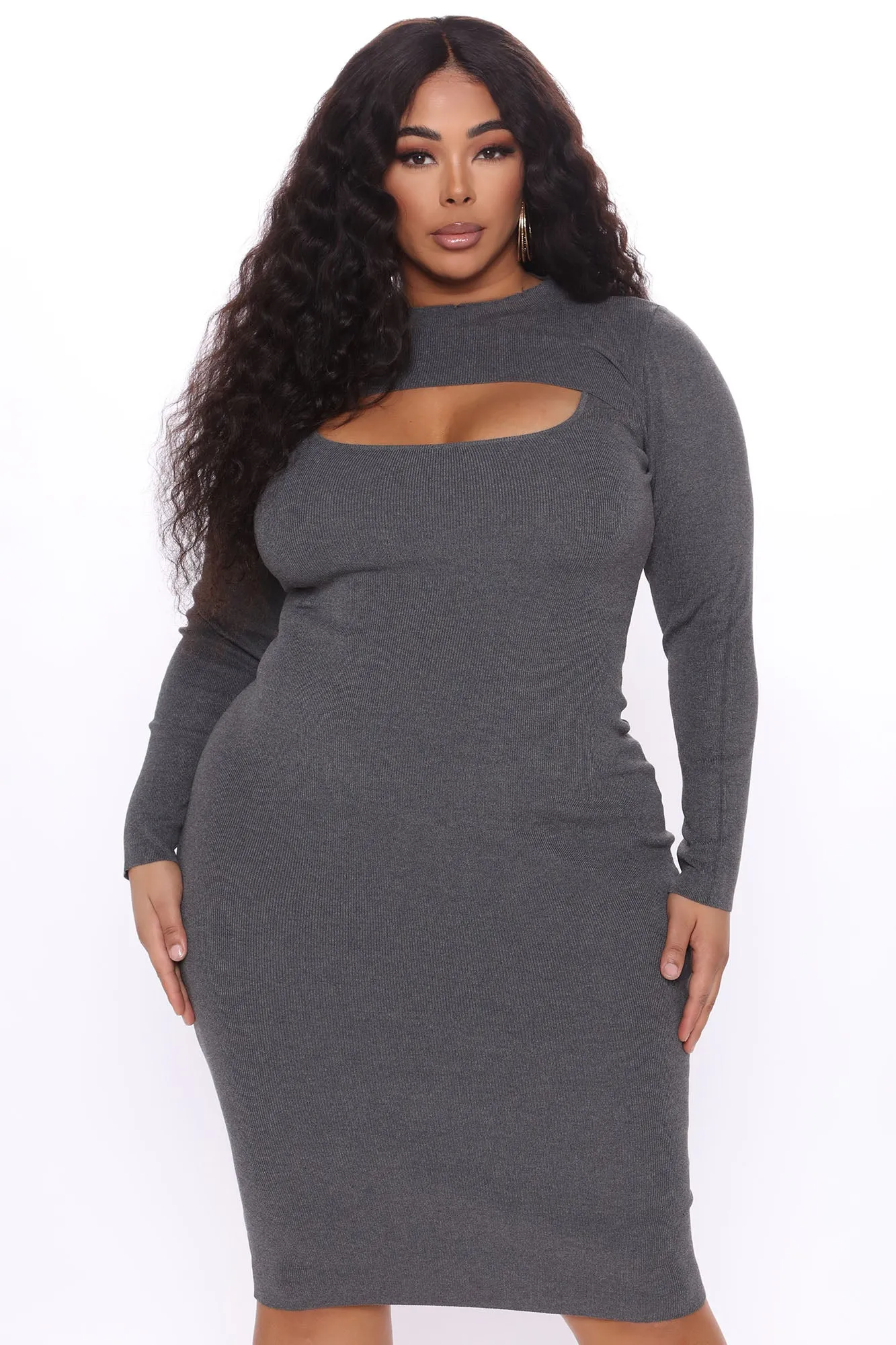 Annie Sweater Midi Dress Set - Charcoal