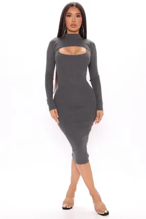 Annie Sweater Midi Dress Set - Charcoal