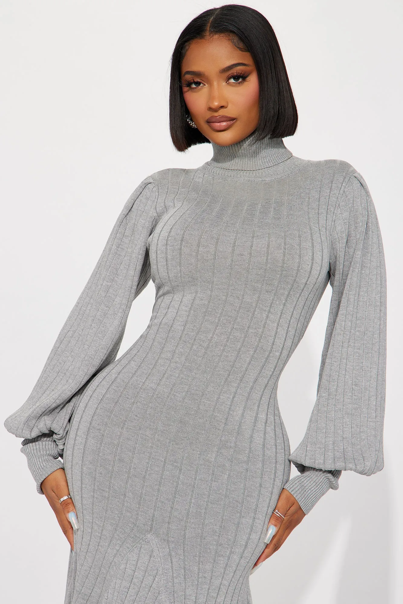 Aquarius Mermaid Sweater Midi Dress - Heather Grey