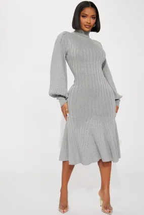 Aquarius Mermaid Sweater Midi Dress - Heather Grey