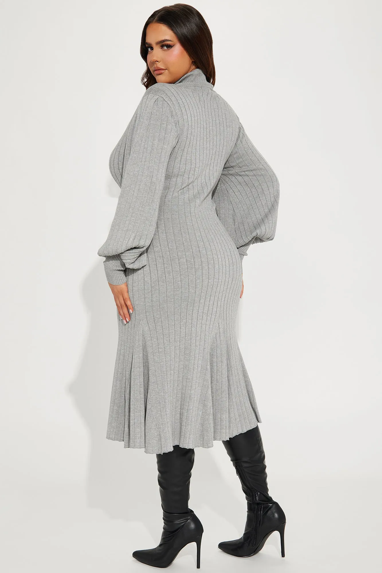 Aquarius Mermaid Sweater Midi Dress - Heather Grey