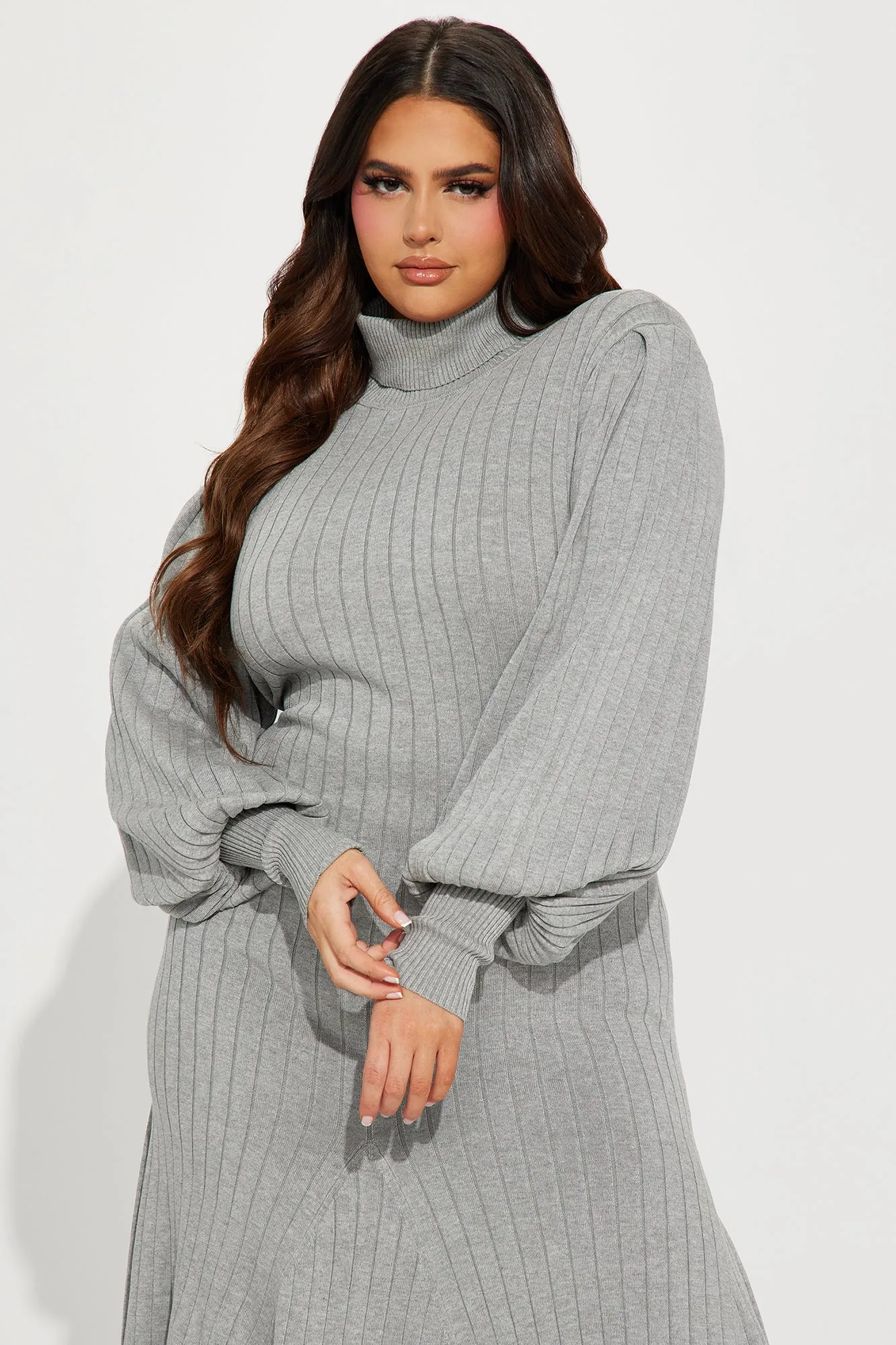 Aquarius Mermaid Sweater Midi Dress - Heather Grey