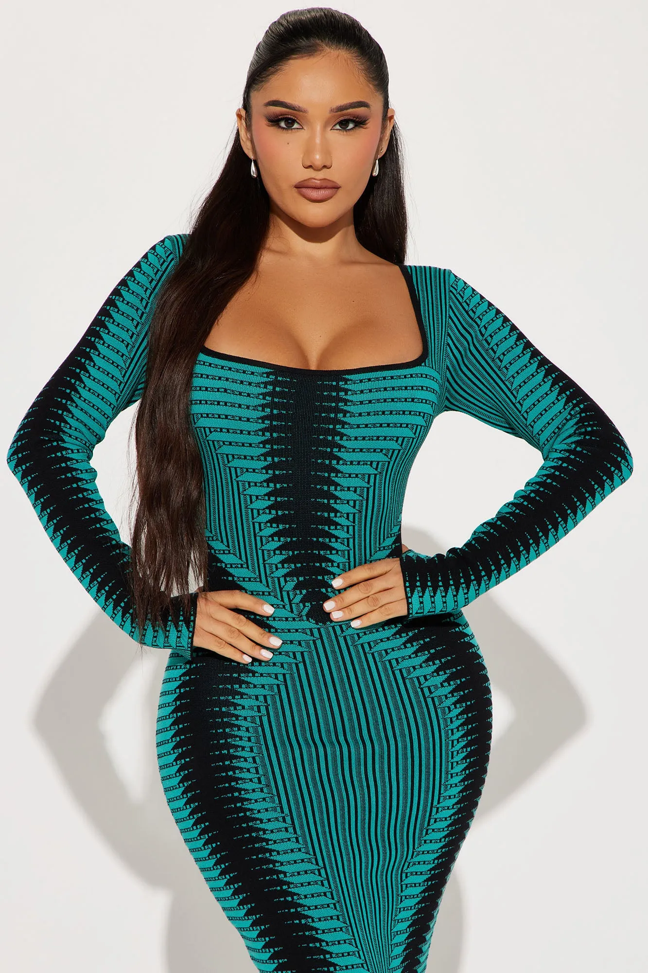 Arianna Sweater Midi Dress - Teal