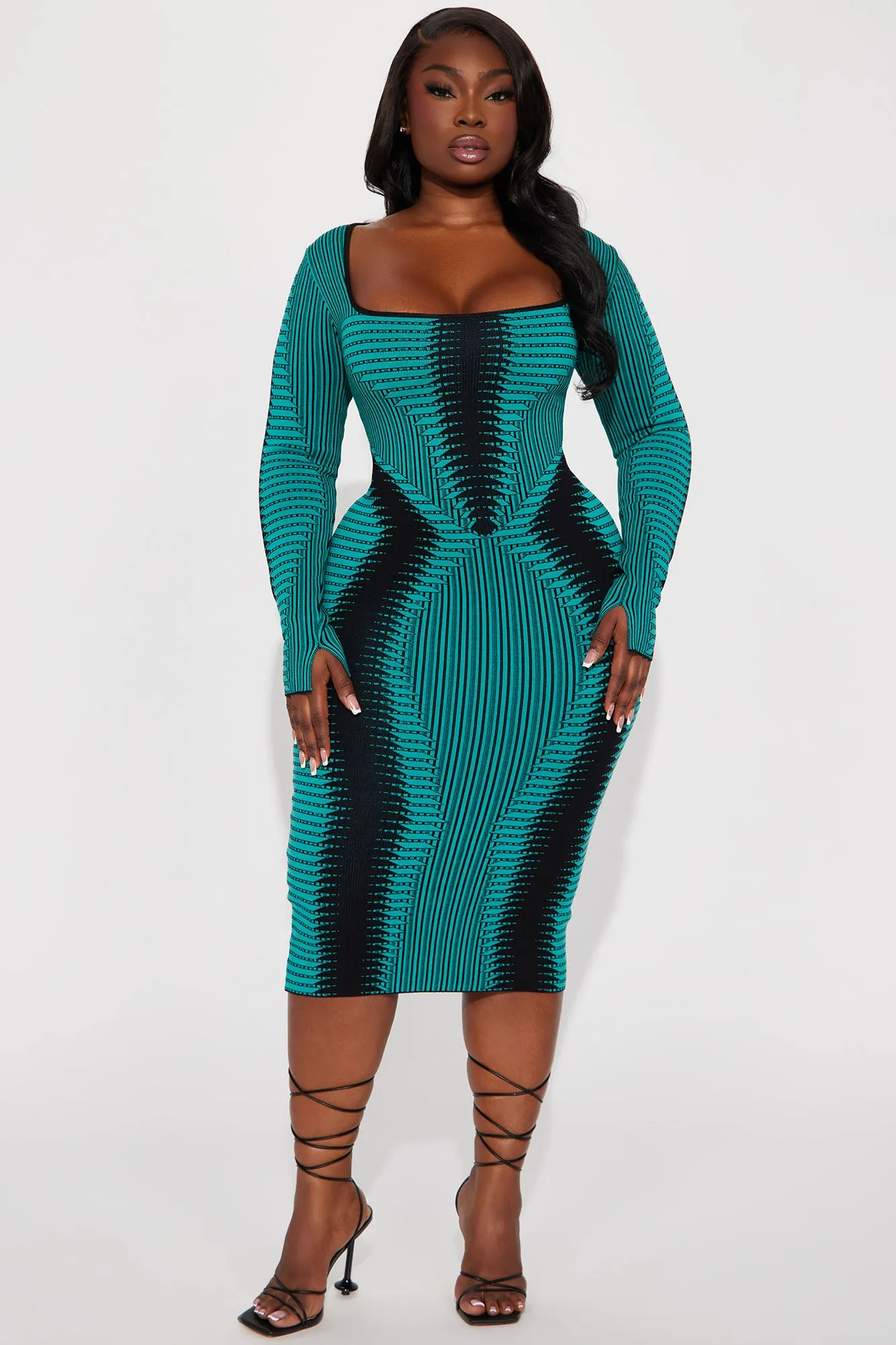 Arianna Sweater Midi Dress - Teal