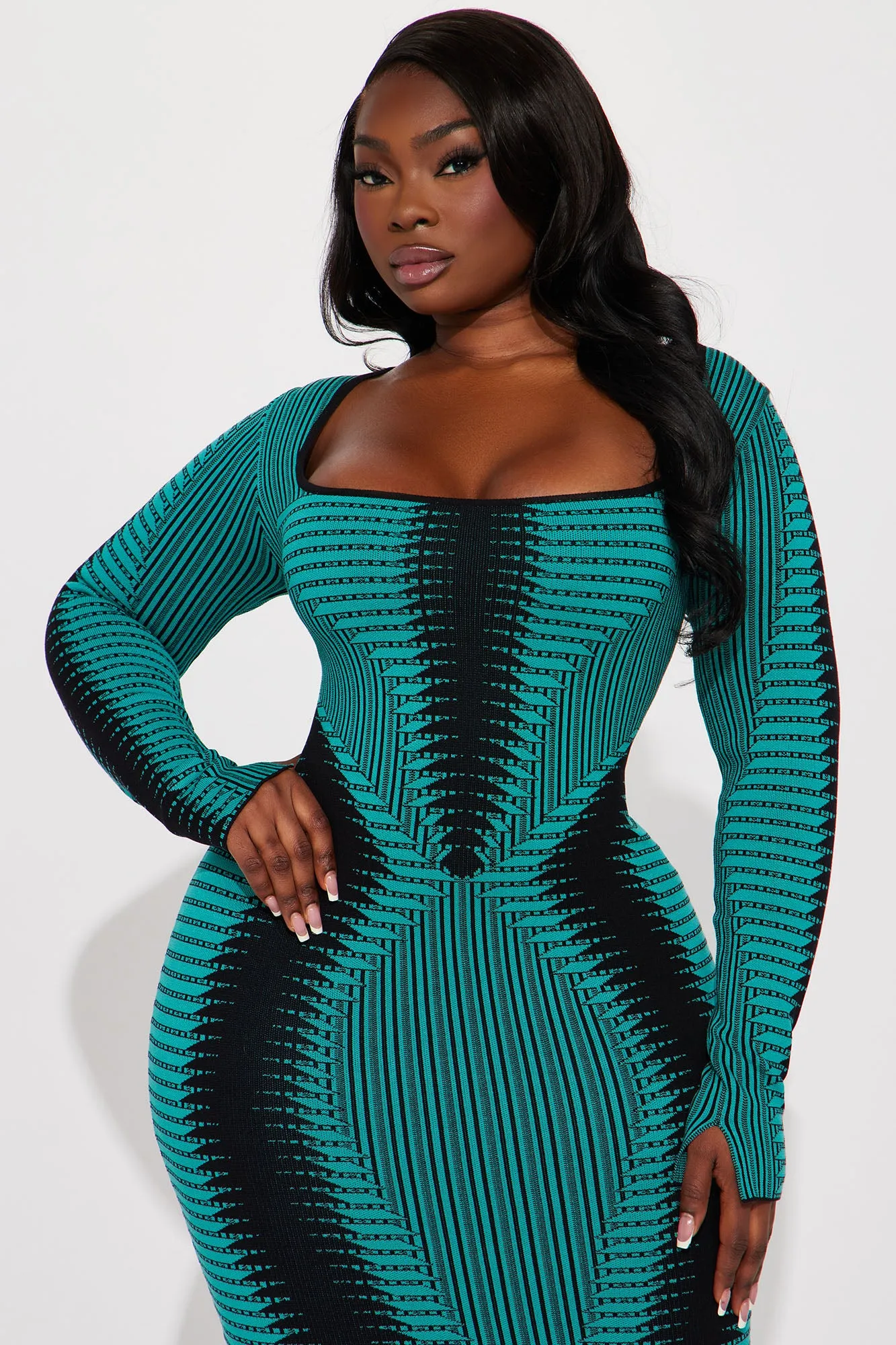 Arianna Sweater Midi Dress - Teal