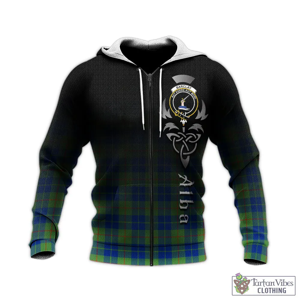 Barclay Hunting Ancient Tartan Knitted Hoodie Featuring Alba Gu Brath Family Crest Celtic Inspired