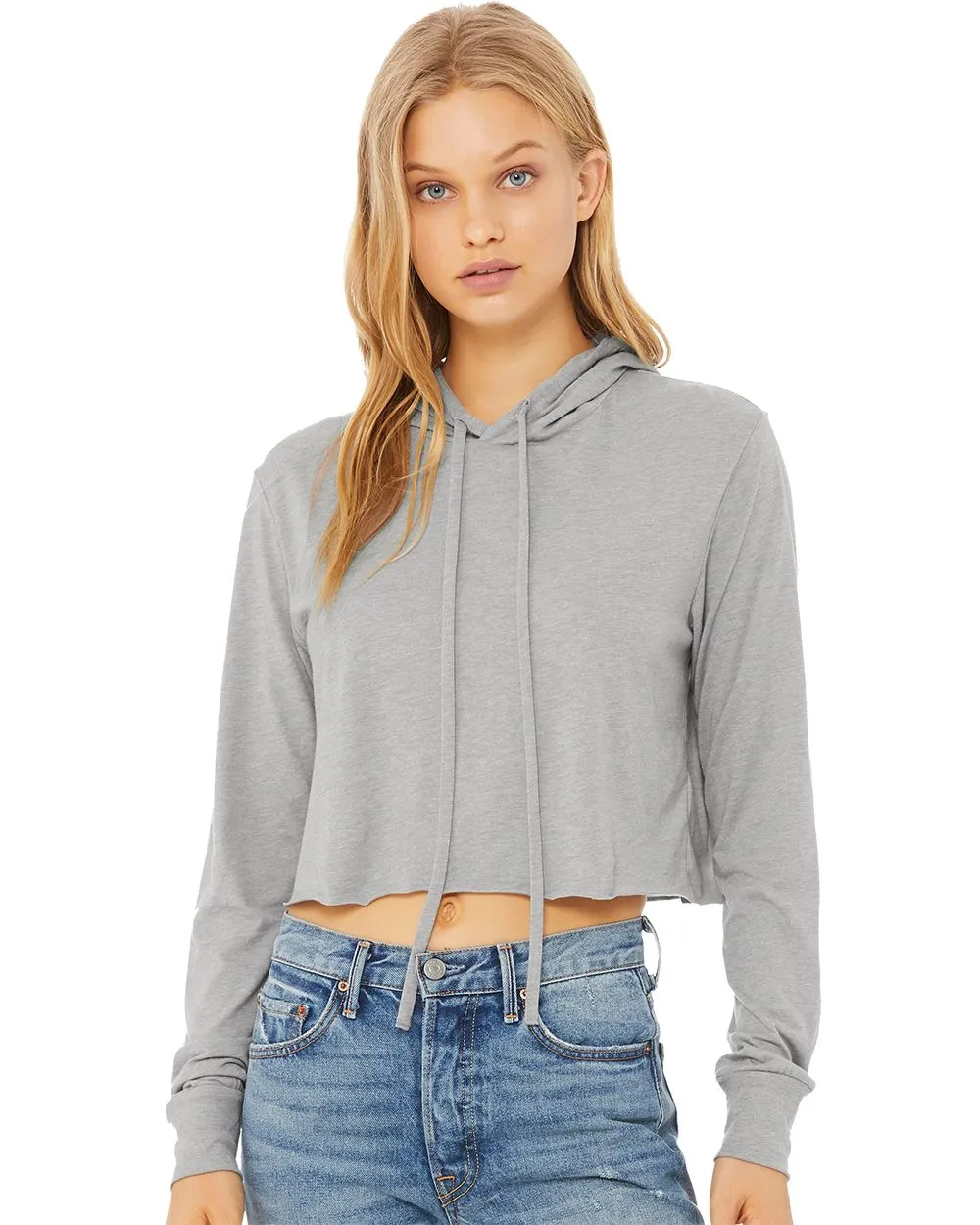 BELLA   CANVAS Women's Triblend Crop Long Sleeve Hoodie