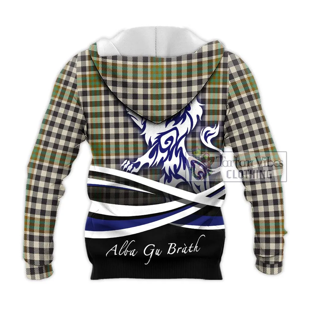 Burns Check Tartan Knitted Hoodie with Alba Gu Brath Regal Lion Emblem