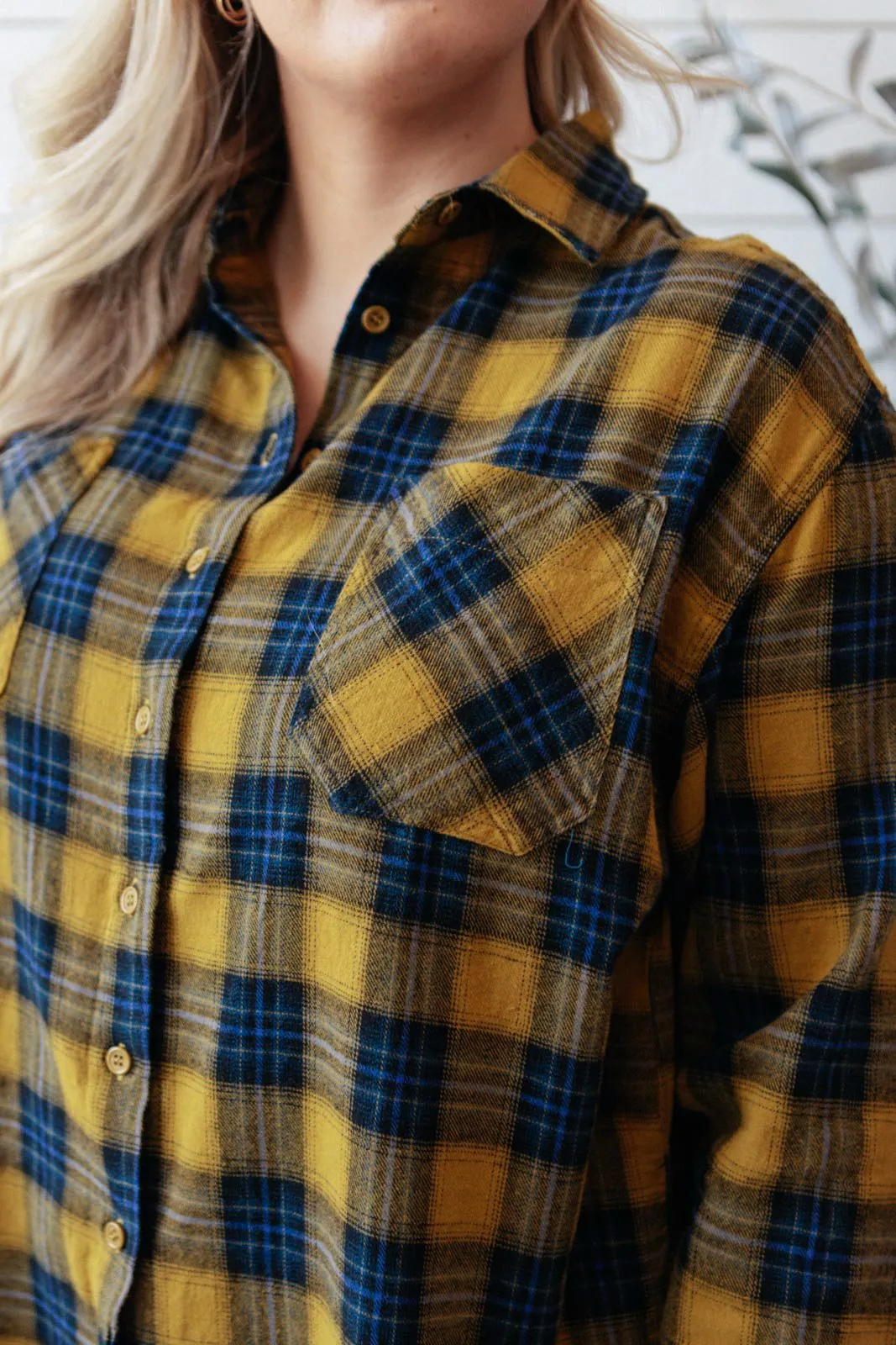 Cabin Views Plaid Button Up Top