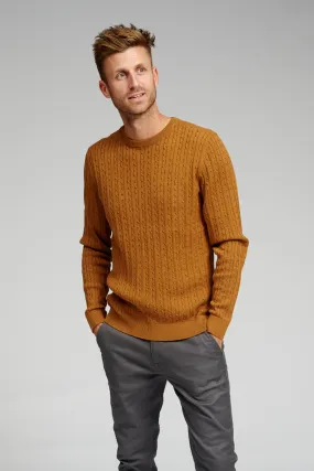 Cable Knit Crewneck - Light Brown