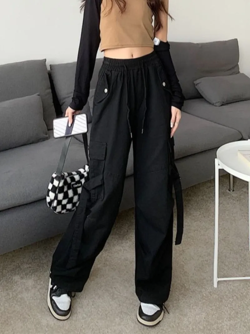 Cargo Mopping Pants Women Streetwear Harajuku Retro American Style Hipster Baggy Aesthetic Trousers Vintage High Waist Mujer New