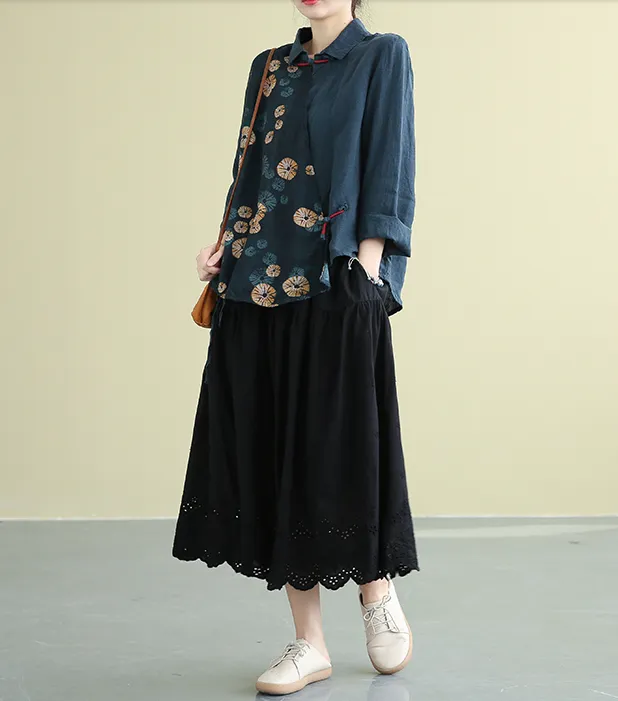 Casual Cotton Cut out embroidery loose fitting Women's Skirts DZA2007185