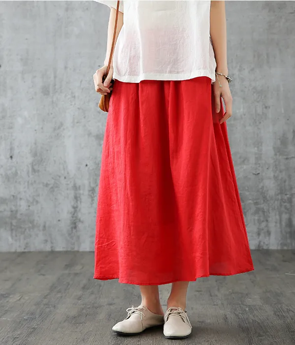 Casual Cotton linen loose fitting Women's Skirts  05102