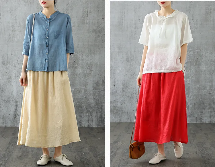 Casual Cotton linen loose fitting Women's Skirts  05102