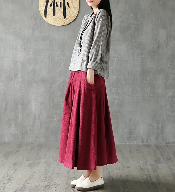 Casual Cotton linen loose fitting Women's Skirts  DZA2005262