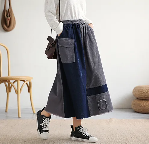 Casual Cotton Linen loose fitting Women's Skirts DZA2006116