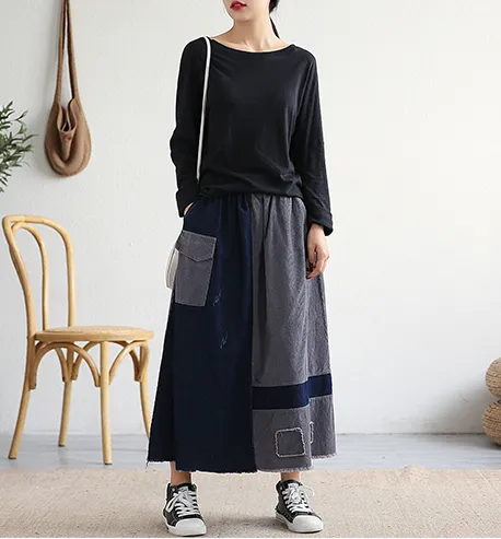 Casual Cotton Linen loose fitting Women's Skirts DZA2006116