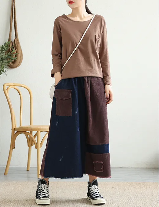 Casual Cotton Linen loose fitting Women's Skirts DZA2006116