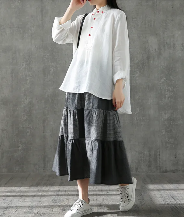 Casual Cotton Linen loose fitting Women's Skirts DZA2006117