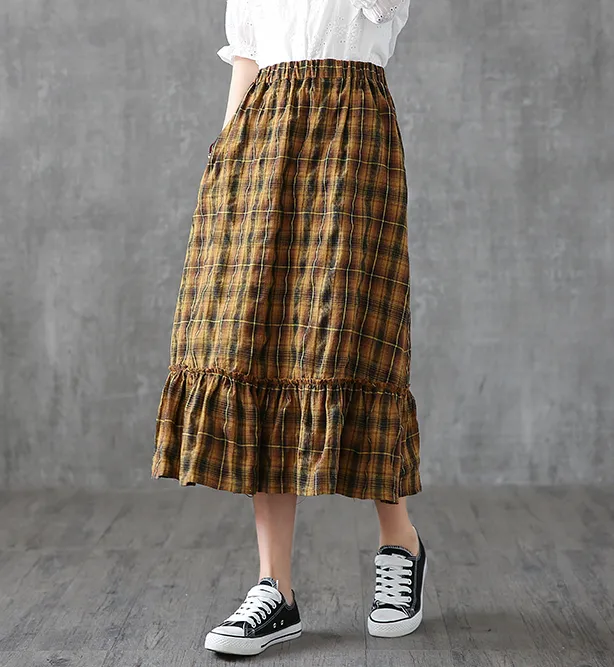 Casual Cotton Linen  loose fitting Women's Skirts  DZA200617