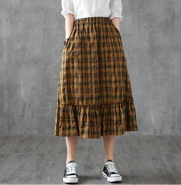 Casual Cotton Linen  loose fitting Women's Skirts  DZA200617