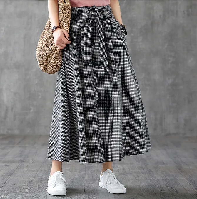 Casual Cotton Linen  loose fitting Women's Skirts  DZA200619