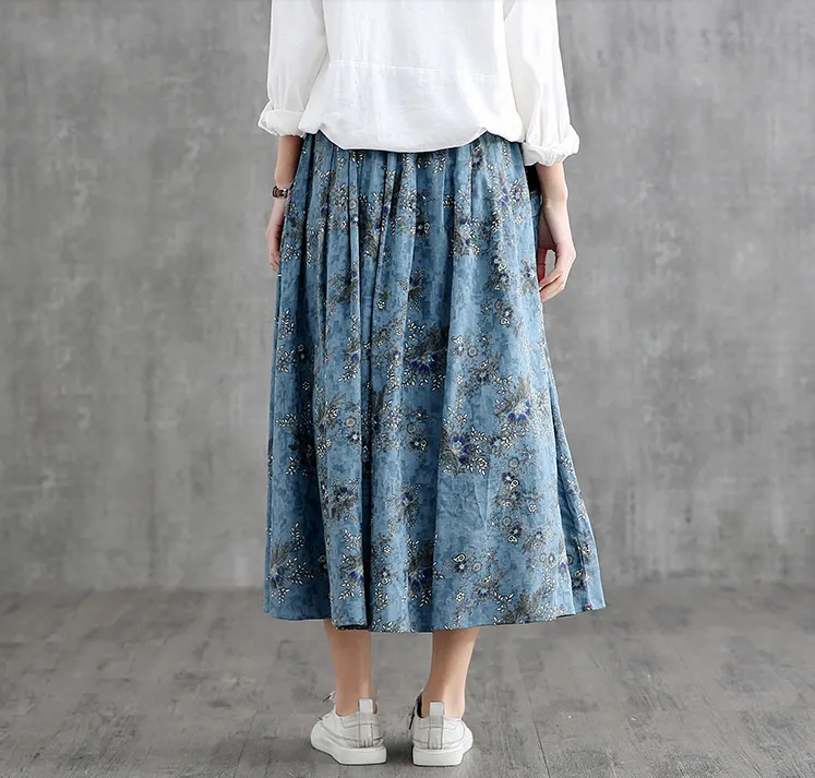 Casual Cotton Linen loose fitting Women's Skirts DZA2007128