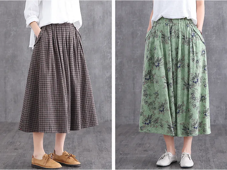 Casual Cotton Linen loose fitting Women's Skirts DZA2007128