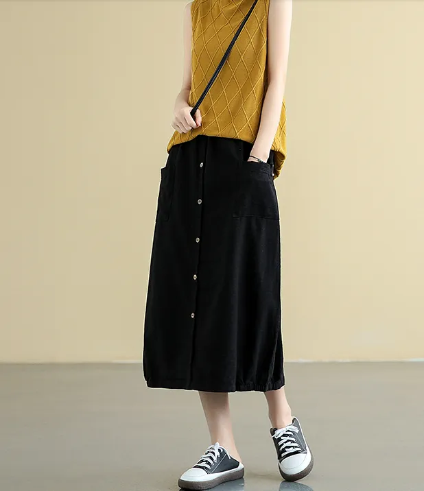 Casual Cotton Linen loose fitting Women's Skirts DZA2007214