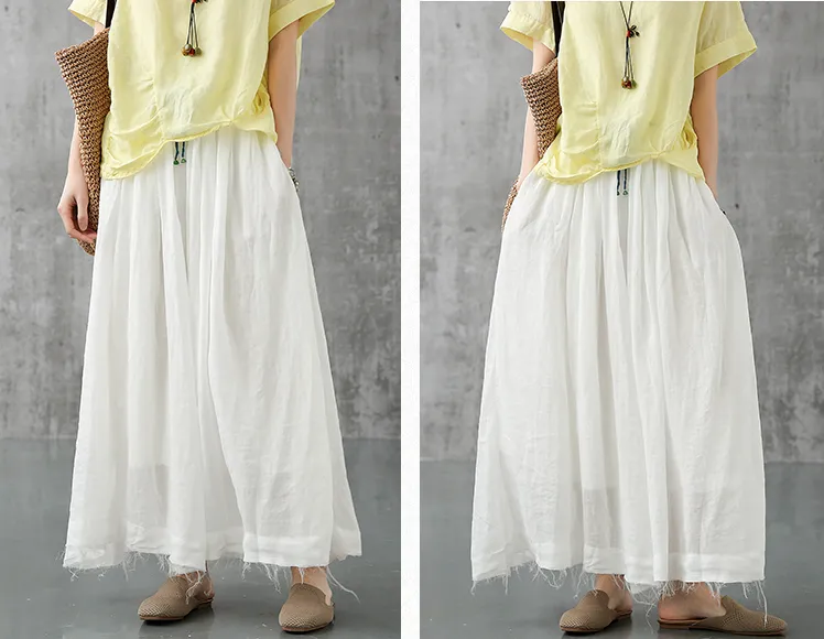 Casual Cotton Linen loose fitting Women's Skirts DZA2007301