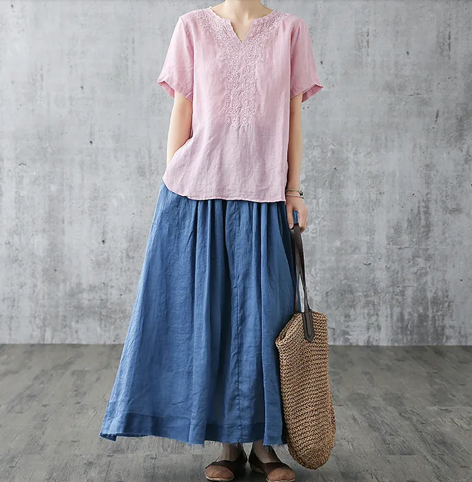 Casual Cotton Linen loose fitting Women's Skirts DZA2007301