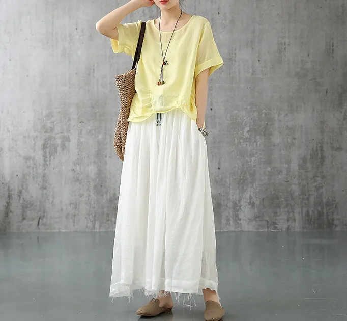 Casual Cotton Linen loose fitting Women's Skirts DZA2007301