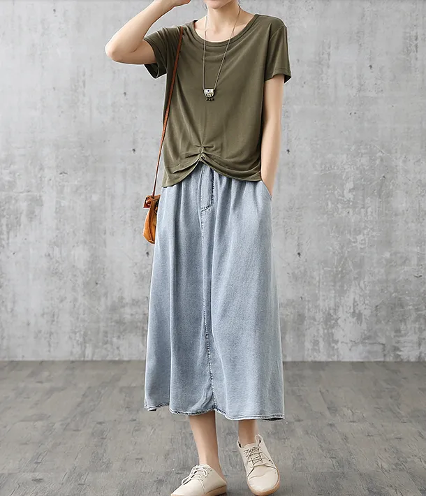 Casual Cotton Linen loose fitting Women's Skirts DZA200843